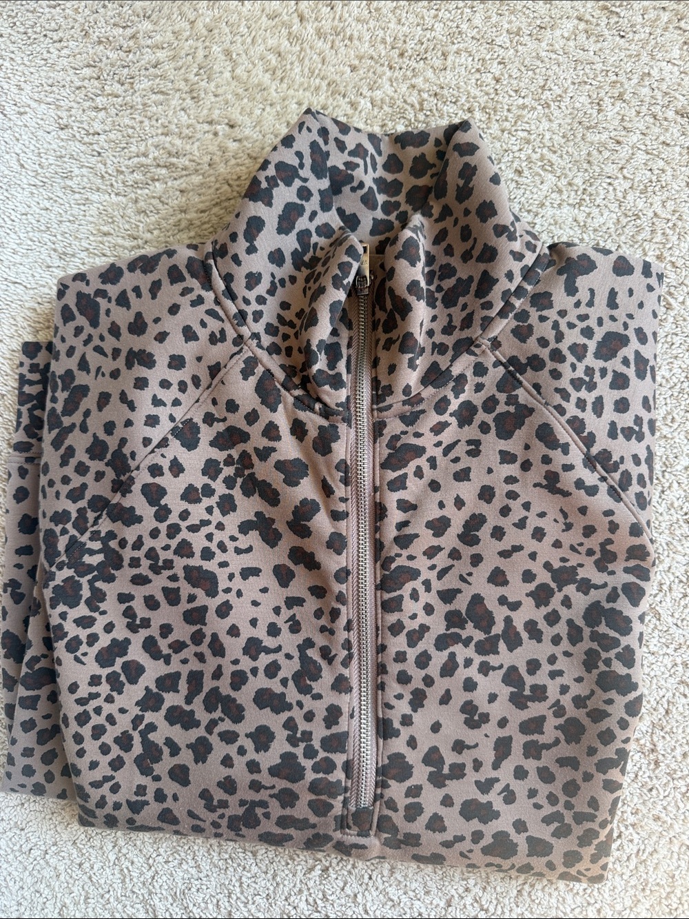 Abercrombie YPB Leopard Print Half-Zip Jacket - Brown